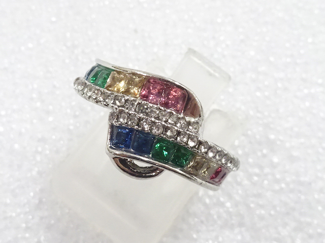 JAPANESE KIMONO / ANTIQUE COLORED STONE RING (SIZE 9)